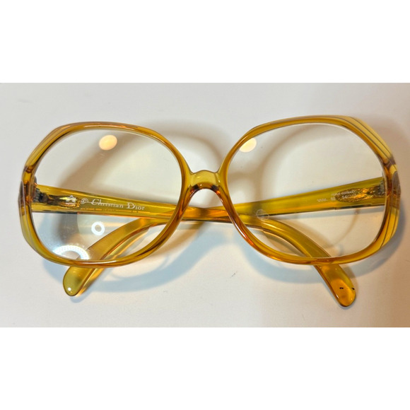 Vtg Christian Dior 2035 Optyl Eyeglass Frames Only Amber Yellow Germany 54-14 main image 10